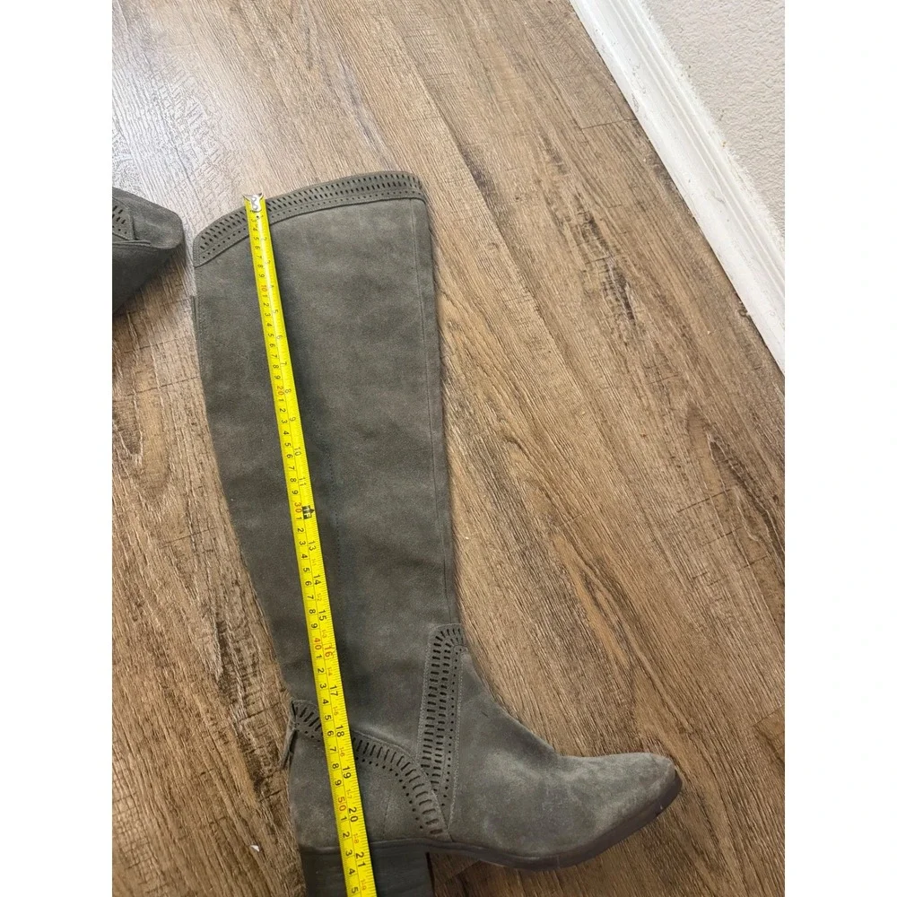 Vince Camuto Karinda Grey Suede Over The Knee Perforated Boots Size 10M